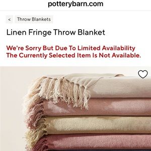 POTTERY Barn linen fringe throw blanket pink
